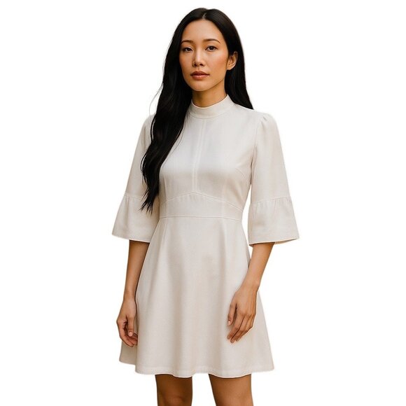 Reiss Midi Dress White Size 6 Graduation Party Summer Minimalist Stealth Wealth - Picture 1 of 16